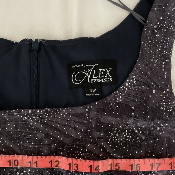 NEW Alex Evenings [PLUS Sz‎ 16W ] Mock Sparkly Top Gown in Smoke Grey - Picture 4 of 12